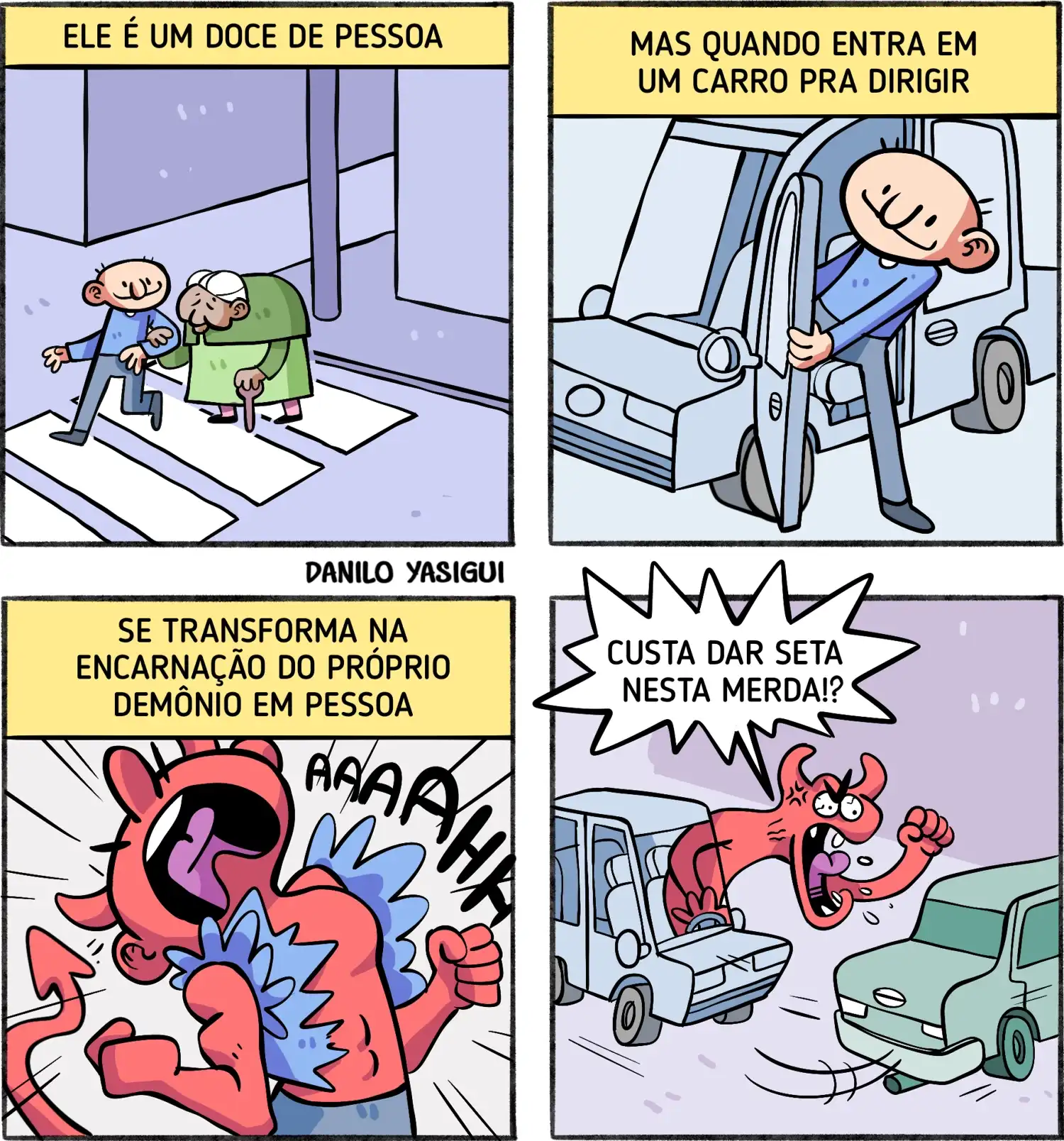 Tirinha daniloyasigui irritação no transito