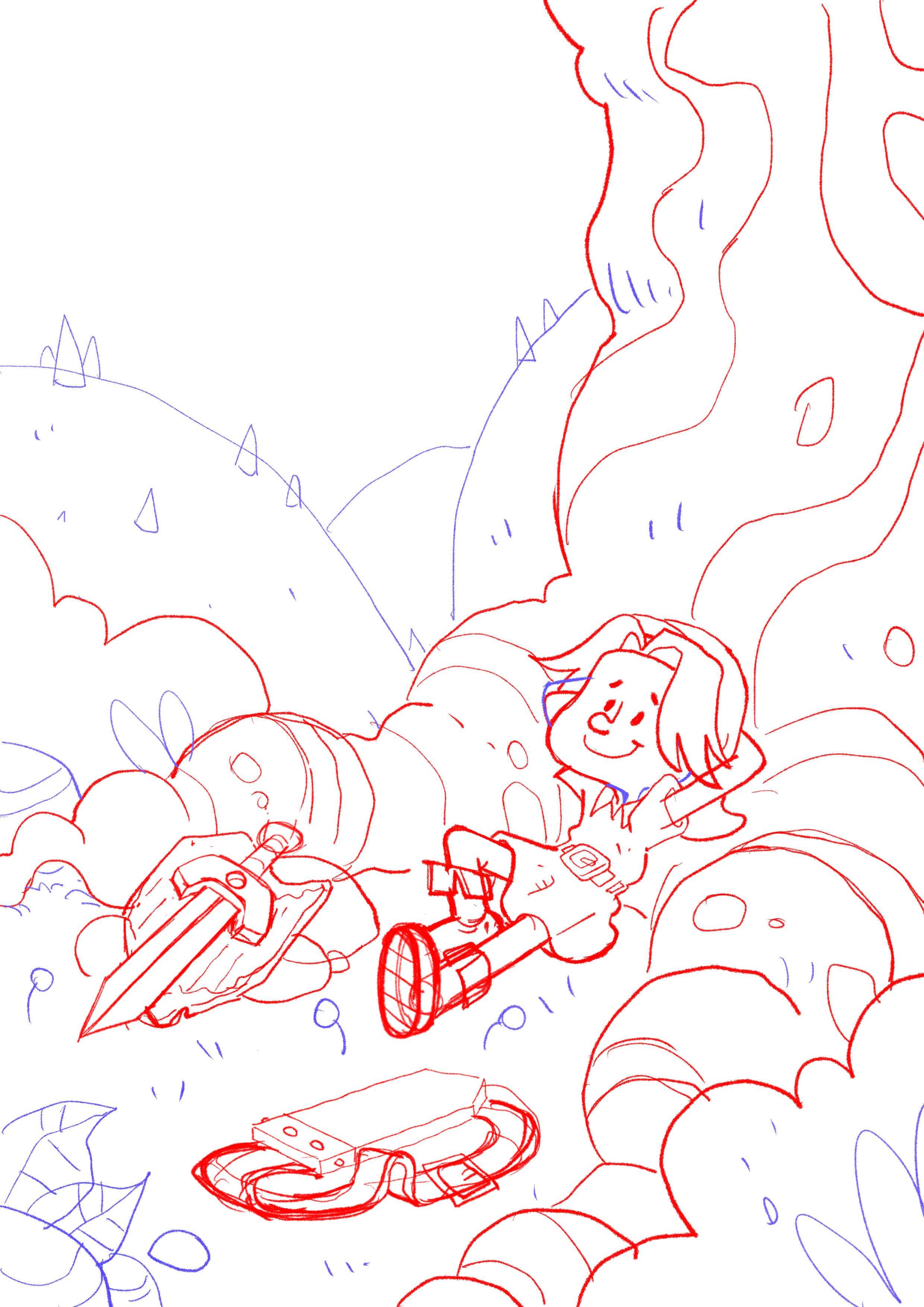 Link Descansando esboço