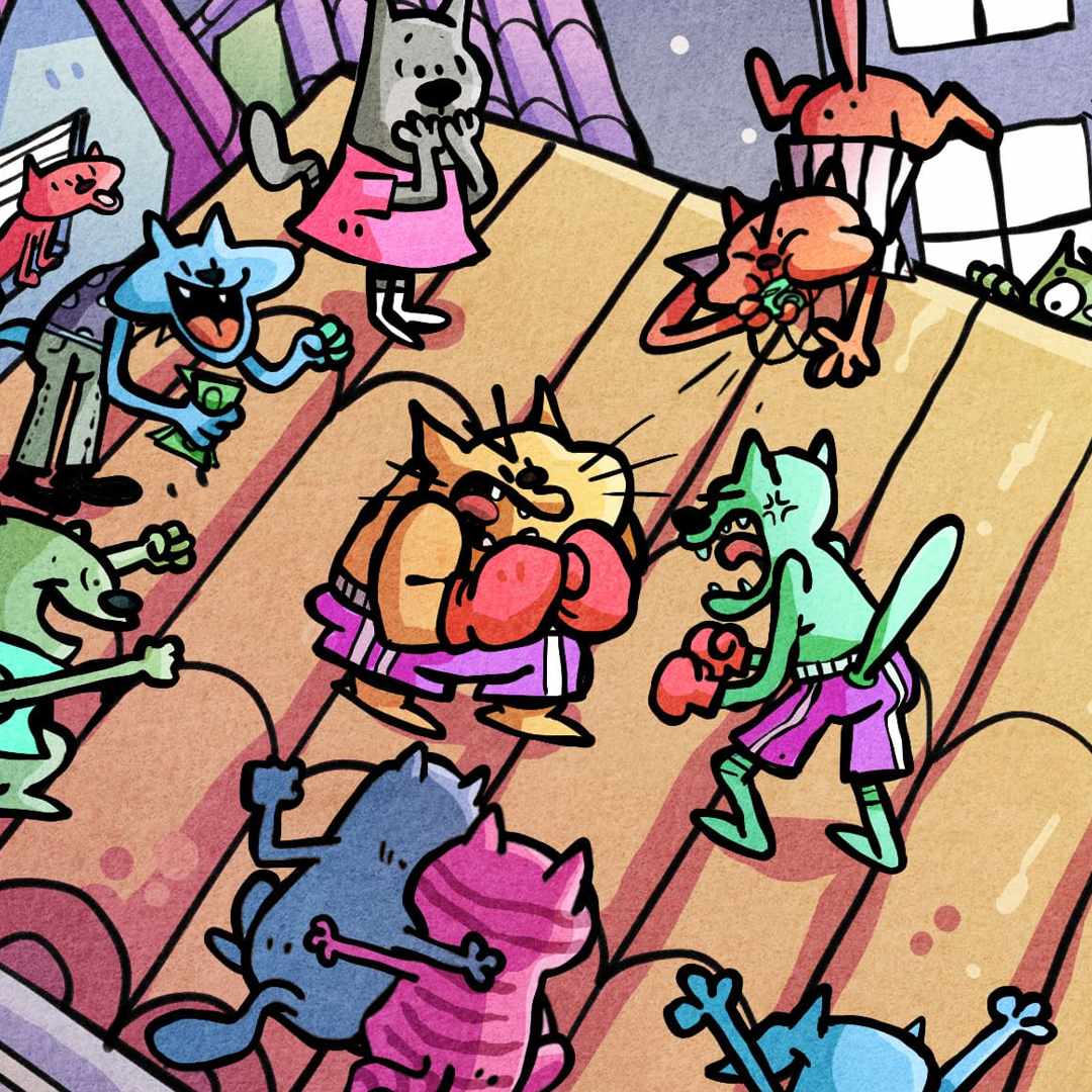 Torneio dos Gatos no Telhado | Ilustração Infantil